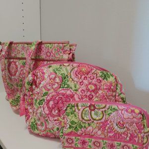 Three Piece Pink Floral Travel Set